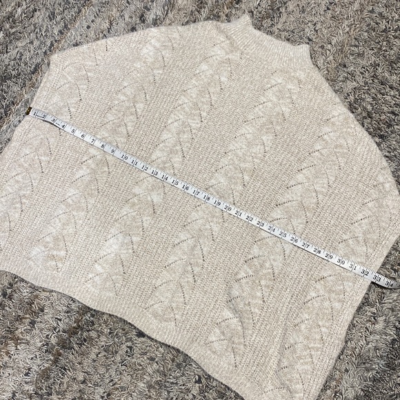 Kori America cream beige pull over knit poncho cover sweater mock neck sz S/M - Picture 4 of 7